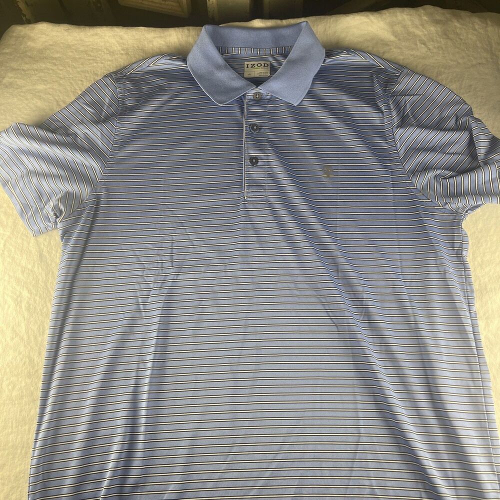 IZOD Golf Polo Shirt Men’s Striped Short Sleeve | Size Large